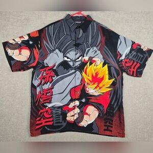 VTG 2001 DBZ Super Saiyan Son GOKU Button Up Shirt Size Large RARE Ships FAST
